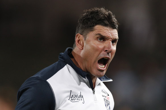 Trent Barrett during his time as Bulldogs coach.