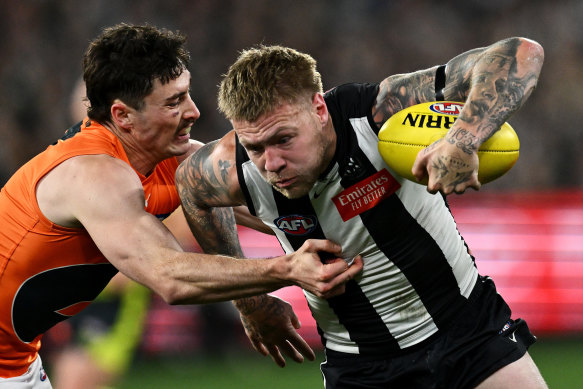 The powerful Jordan De Goey was best on ground against the Giants in Collingwood’s preliminary final win and will be a key player in the opening round rematch. 