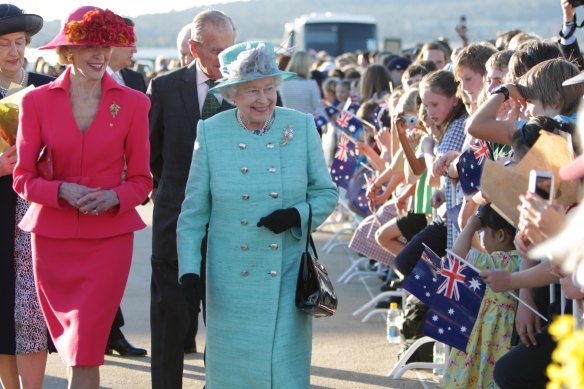 The Queen meets well-wishers in Canberra in 2001.