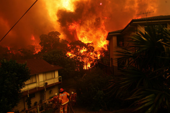 Fires threaten homes in Umina on the state's Central Coast.