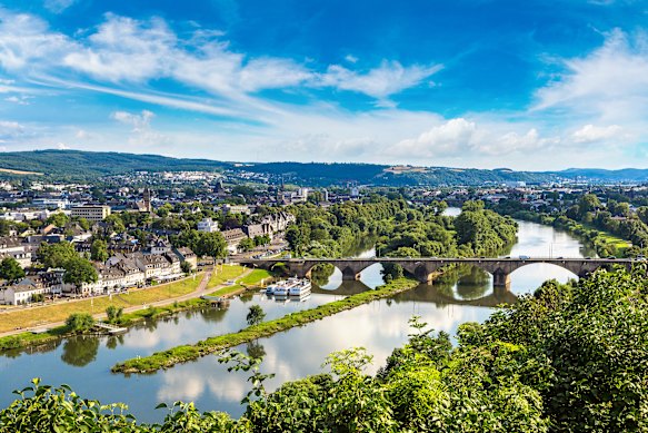 The Moselle River and Trier, Germany, the birthplace of Karl Marx.
