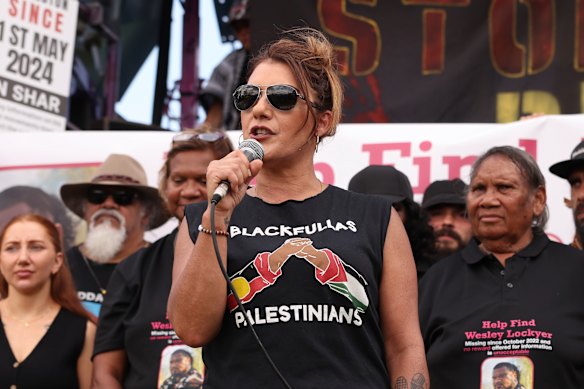 Independent senator Lidia Thorpe during a rally at the front of Parliament House in Canberra last year.