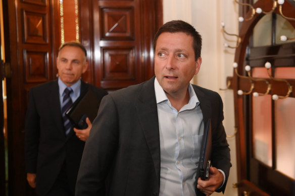 Former opposition leader Matthew Guy after Friday’s meeting.