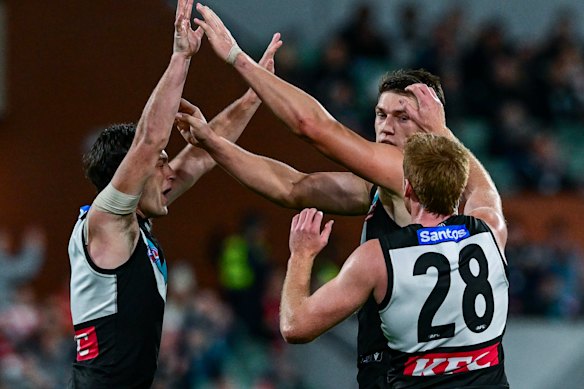 Jordon Sweet of the Power celebrates a goal.
