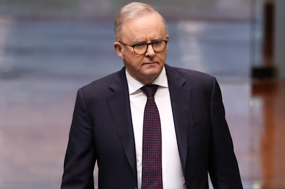 Prime Minister Anthony Albanese arrives for question time on Tuesday.