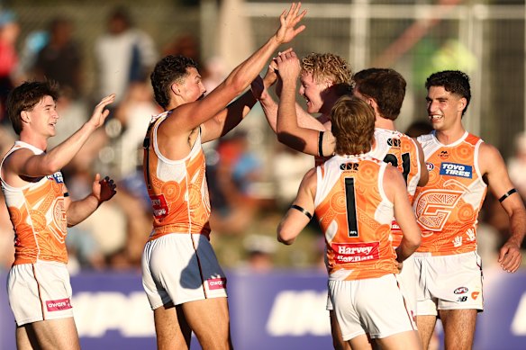 GWS celebrate a dominant win 