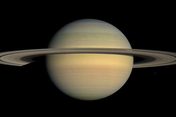 A July 23, 2008 image from NASA shows the planet Saturn, as seen from the Cassini spacecraft. 