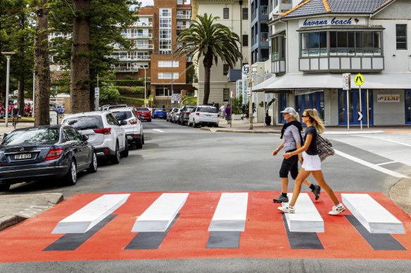 A new 3D zebra crossing has been installed near South Steyne in Manly. 
