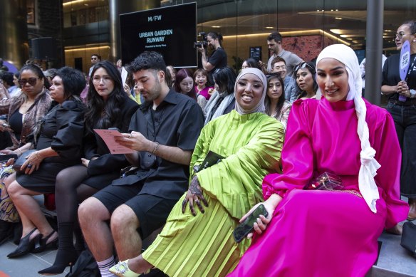 The audience watches on during the Urban Garden Runway at Wesley Place at Melbourne Fashion Week. 