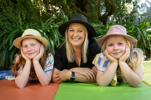 Claire Hamilton and daughters Chloe, 9, (left) and Grace, 7. 