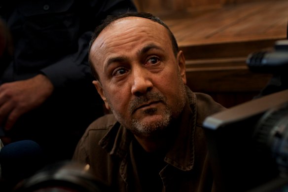 Marwan Barghouti appears in court in Jerusalem in 2012.