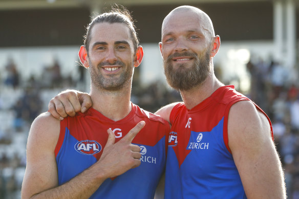 Early smiles: Brodie Grundy and Max Gawn.