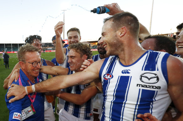 Sheer relief: David Noble and the Roos.