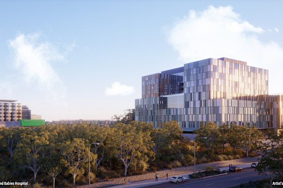 An artist’s impression of the new Women’s and Babies Hospital, to be built in Murdoch. 
