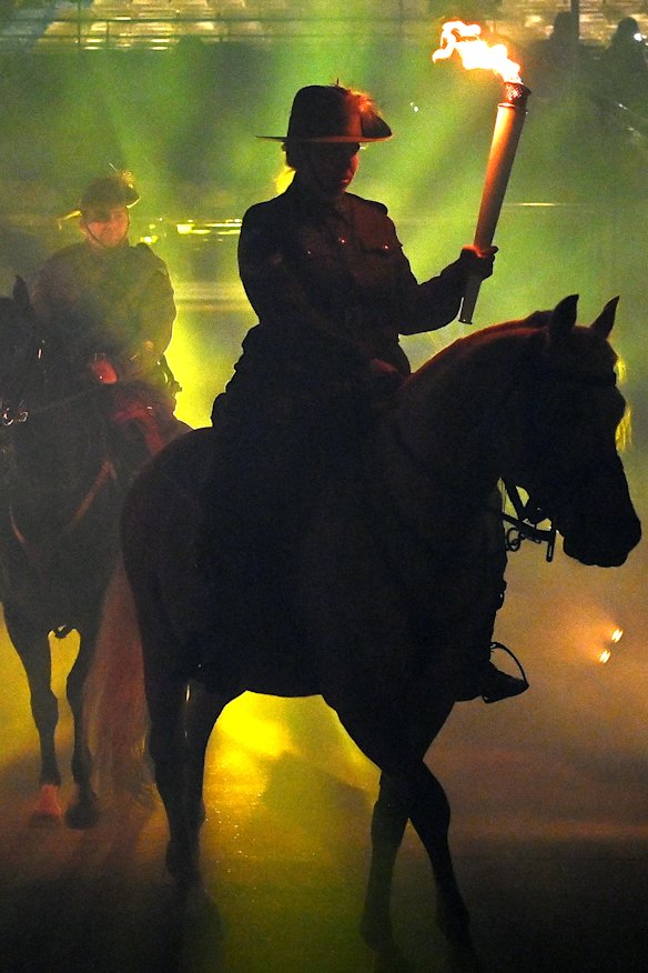 The Lighthorse troop do a lap of Honour on Anzac eve.