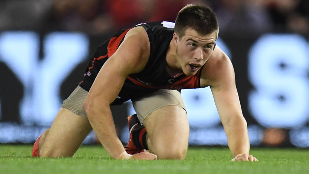 Zach Merrett was forced from the ground after a head knock.