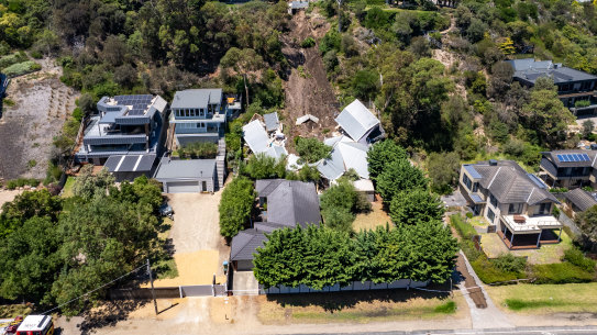  An aerial shot of the landslide in McCrae.