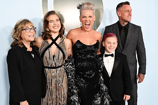 Judith Moore, Willow Hart, P!NK, Jameson Hart and Carey Hart at the 79th Annual Tony Awards at Radio City Music Hall on June 7, 2026 in New York City.