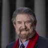 Derryn Hinch outside the Victorian Parliament.
