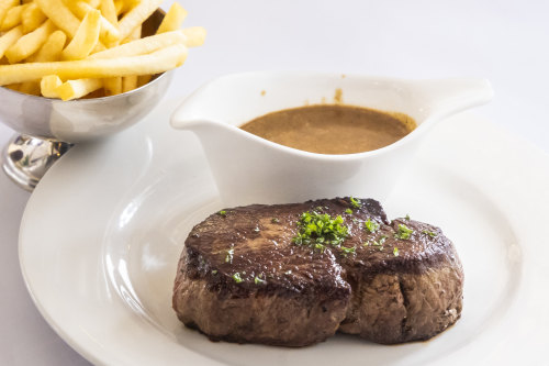 Steak frites at Ouest France Bistro