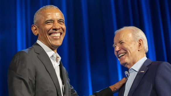Former US president Barack Obama joins President Joe Biden for a Biden fundraiser on Thursday.
