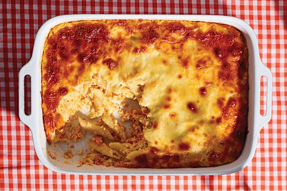 Pasta bake with roasted pumpkin and ricotta is both budget-friendly and nutritious.