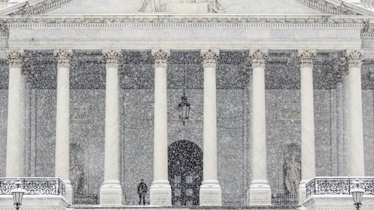 The US Capitol is blanketed by snow during the big freeze.