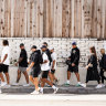 The Sydney Roosters go for a stroll through Los Angeles.