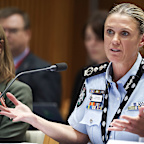 Australian Federal Police (AFP) Commissioner Krissy Barrett during a hearing with the Parliamentary Joint Committee on Intelligence and Security, at Parliament House in Canberra on Tuesday 13 January 2026.