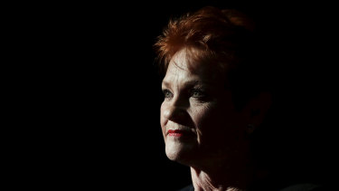 One Nation leader Pauline Hanson in Parliament in June. 