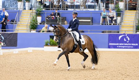 David McKinnon rides Estupendo at the Australian Dressage Championships at Sydney International Equestrian Centre last October.