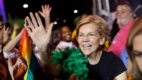 Elizabeth Warren is now neck and neck with the former vice president in the average of national polls compiled by Real Clear Politics. 