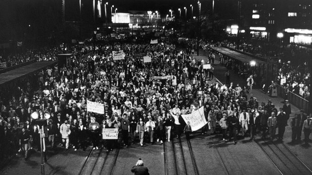 Blessed are the peacemakers: Protesters in Leipzig on October 9, 1989.