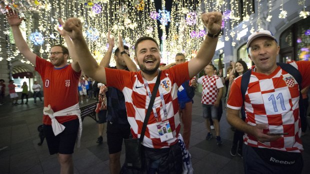 One eyed: Croatian fans will have all eyes on Moscow on Sunday night.