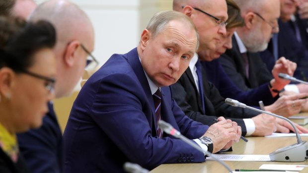 Russian President Vladimir Putin attends a meeting in January.