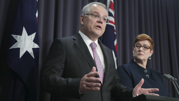 Prime Minister Scott Morrison and Foreign Minister Marise Payne. 