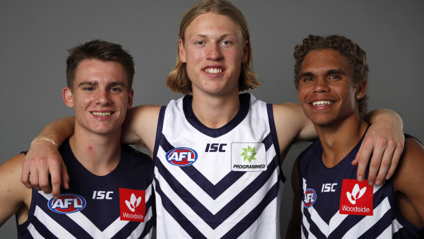 Fremantles first-round recruits Caleb Serong, Hayden Young and Liam Henry have impressed skipper Nat Fyfe.