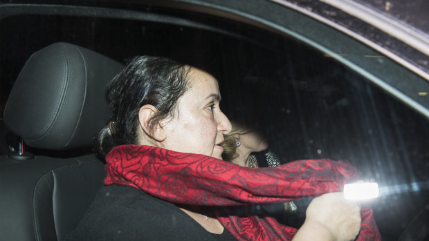 Despina Bakis, partner of Nick Petroulias, leaving the Independent Commission Against Corruption in Sydney.