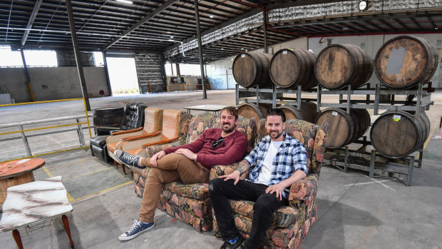 Moon Dog owners Josh Uljans and Karl van Buuren at the site of their new brewery in Preston.