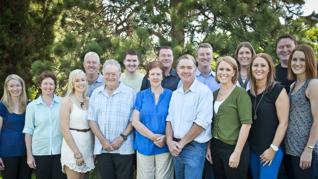 Brendan Maher (second from right) with his very large Canberra family. Parents Peter and Maree (centre) have 13 children.