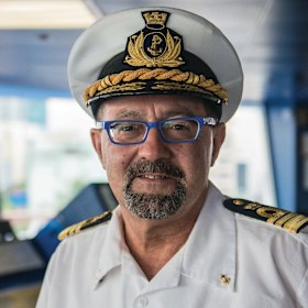 London’s Tower Bridge opening for his ship is always a highlight …  Captain Michele Macarone Palmieri.