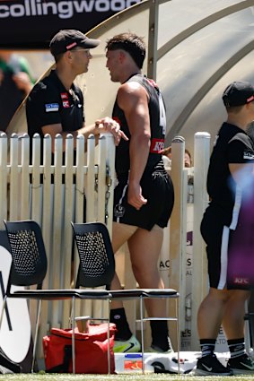 Brayden Maynard hobbled from the field with a corkie.