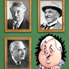 The United Australia Party features a gallery on its website of “United Australia Party Prime Ministers” with Lyons, Hughes and Menzies front and centre.