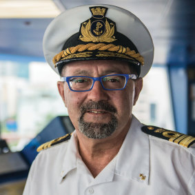 London’s Tower Bridge opening for his ship is always a highlight …  Captain Michele Macarone Palmieri.