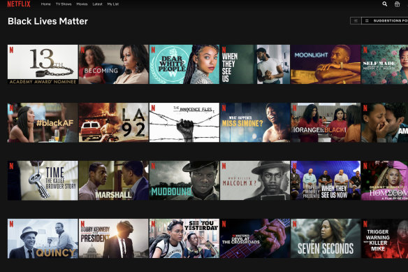 Netflix has launched a Black Lives Matter index page on its US service.