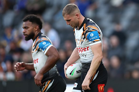 Adam Doueihi reacts during the round 22 loss.