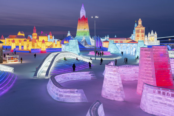 Harbin’s Ice and Snow World is marvellous at night.