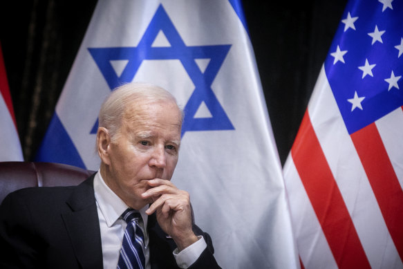 Joe Biden during his meeting with Israeli Prime Minister Benjamin Netanyahu this week. 