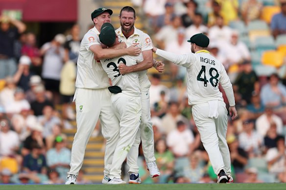 Michael Neser claimed his maiden Test five-wicket haul at the Gabba.