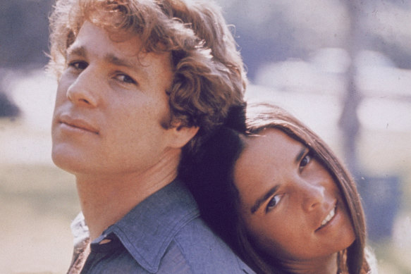 Ali MacGraw with her Love Story co-star Ryan O'Neal.